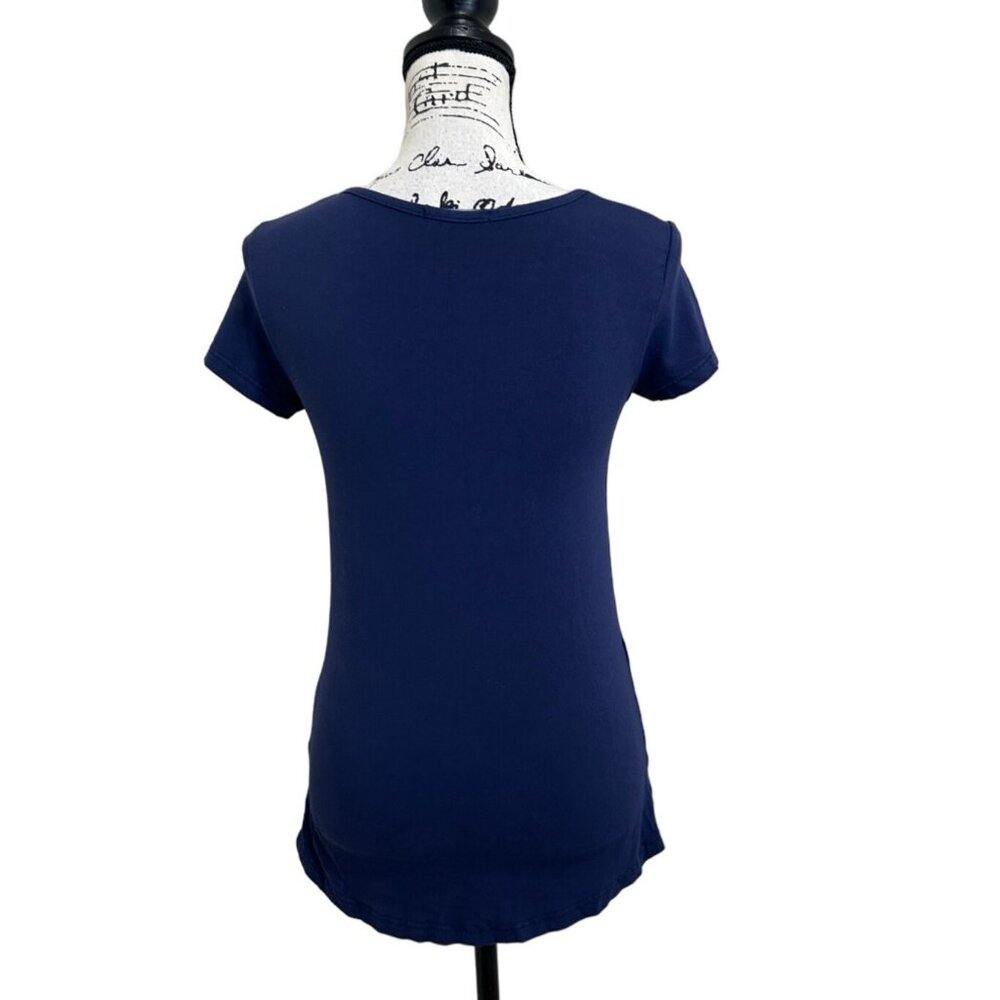 SoFi Italian Couture Women's Top "Love Is Always A Good Idea" Navy Blue Size S - Picture 3 of 6